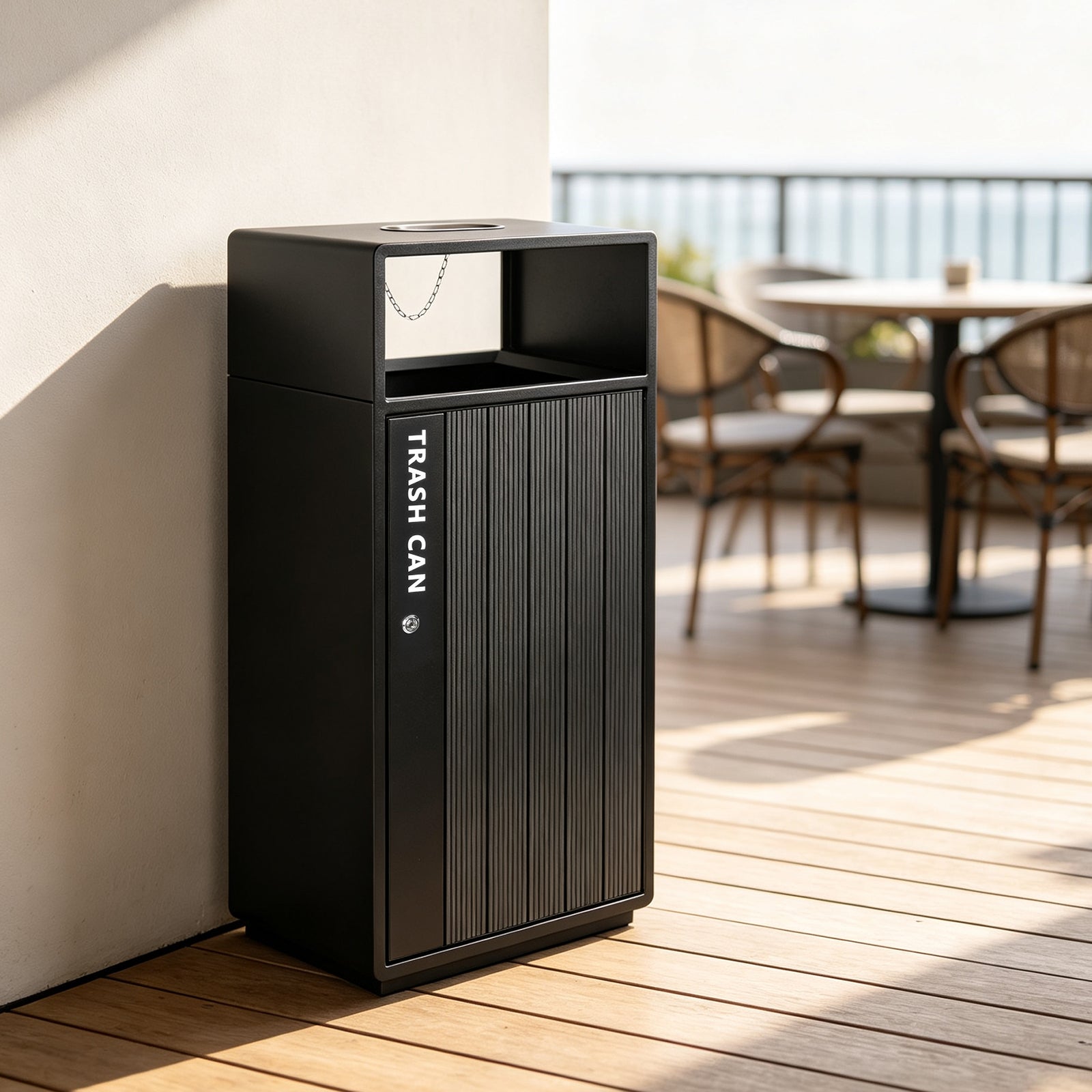 BEAMNOVA US 30 Gallon Commercial Trash Can with Ashtray -Beamnovaus.com
