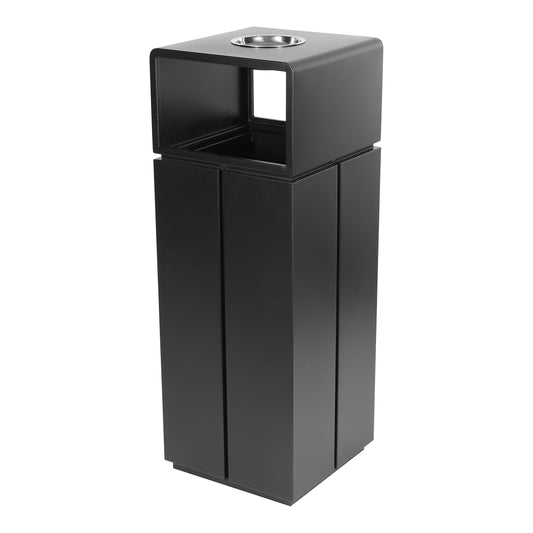 10 Gallon Black Modern Minimalist Style Commercial Trash Can with Ashtray