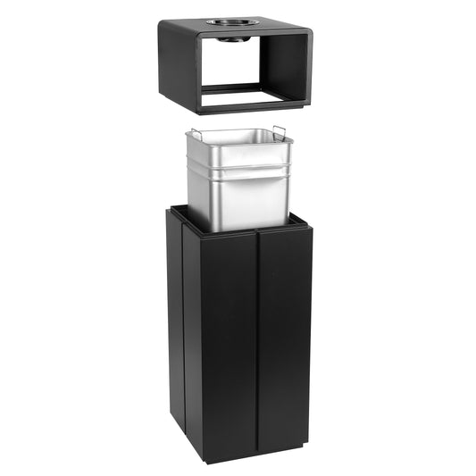10 Gallon Black Modern Minimalist Style Commercial Trash Can with Ashtray