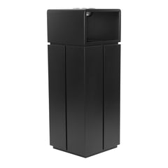 10 Gallon Black Modern Minimalist Style Commercial Trash Can with Ashtray