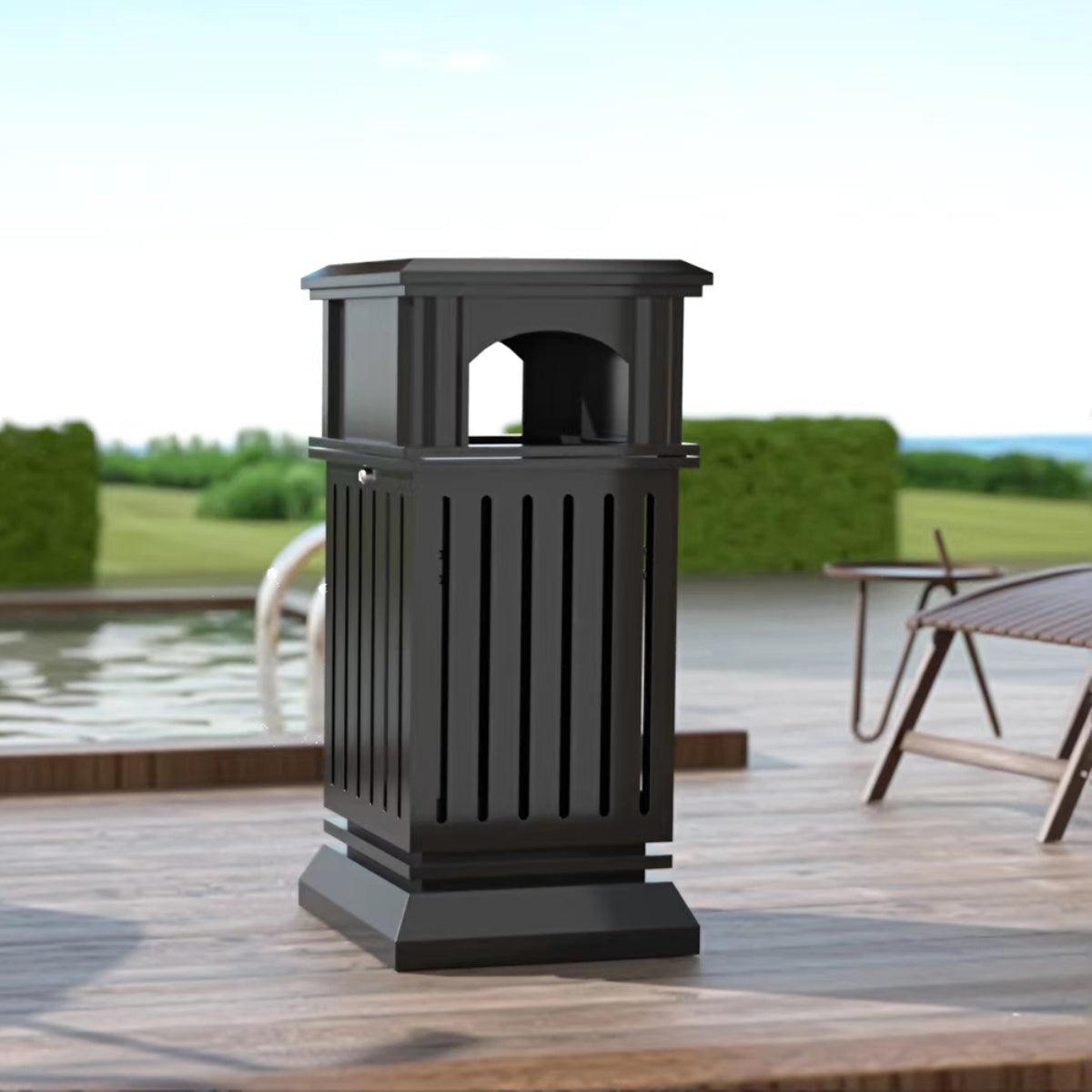 Beamnova 9 Gallon Heavy Duty Outdoor Trash Can with Locking Lid and Ashtray for Street Sidewalk - Beamnovaus.com