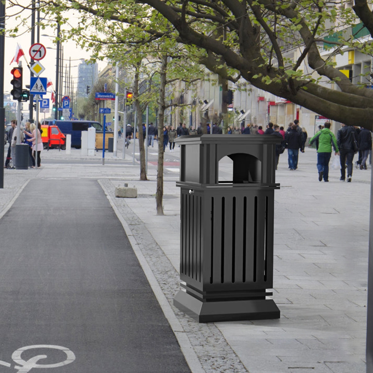 Beamnova® US 9 Gallon Commercial Outdoor Trash Can with Ashtray - Beamnovaus.com