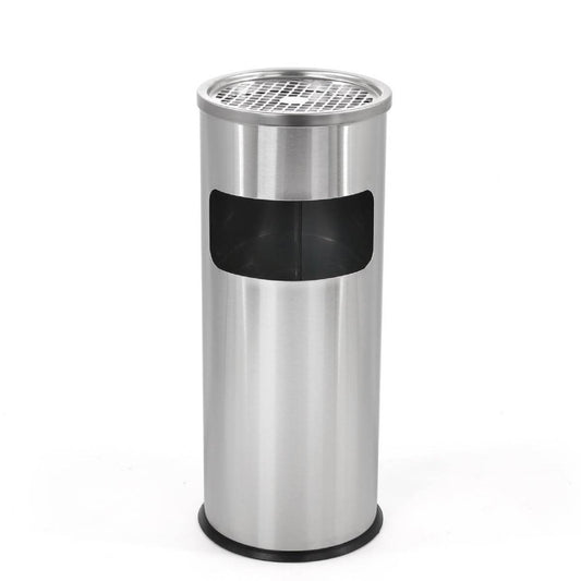 Beamnova 30L/8 Gallon Silver Stainless Steel Trash Can with Ashtray for Couryard Corridor - Beamnovaus.com