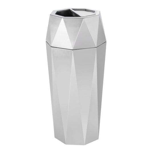 Beamnova 13 Gallon Silver Diamond Style Stainless Steel Trash Can with Ashtray for Hotel Lobby - Beamnovaus.com