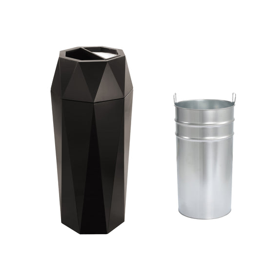 7 Gallon Black Diamond Style Stainless Steel Trash Can with Ashtray
