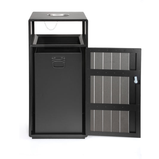 30 Gallon Heavy-Duty Outdoor Commercial Trash Can with Lockable Side Door