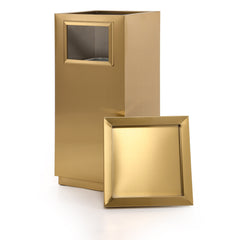 17 Gallon Gold Rectangular Stainless Steel Trash Can with Ashtray for Office and Workspaces