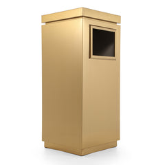17 Gallon Gold Rectangular Stainless Steel Trash Can with Ashtray for Office and Workspaces