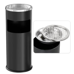 Beamnova 30L/8 Gallon Black Stainless Steel Office Trash Can with Ashtray for Elevator Escalator Entrance - Beamnovaus.com