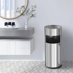 Beamnova 3 Gallon Silver Stainless Steel Round Small Bathroom Trash Can - Beamnovaus.com