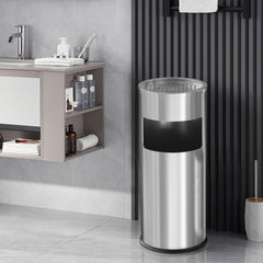 Beamnova 3 Gallon Silver Stainless Steel Round Small Bathroom Trash Can - Beamnovaus.com