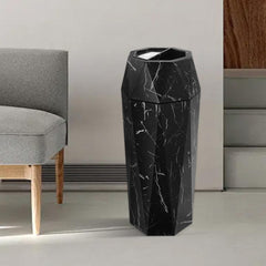13 Gallon Black Marbling Diamond Style Office Trash Can with Ashtray - Beamnovaus.com