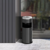 Load image into Gallery viewer, Beamnova Black Trash Can Round Stainless Steel Commercial Waste Container with Lid and Removable Inner Bucket - Beamnovaus.com