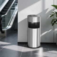 Beamnova 30L/8 Gallon Silver Stainless Steel Trash Can with Ashtray for Elevator Escalator Entrance - Beamnovaus.com