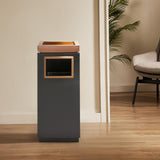 Load image into Gallery viewer, Beamnova 15 Gallon Black with Gold Frame Stainless Steel Office Trash Can with Ashtray - Beamnovaus.com