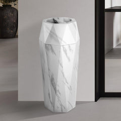 Beamnova 13 Gallon White Marbling Diamond Style Stainless Steel Trash Can with Ashtray for Couryard Corridor - Beamnovaus.com