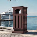 Load image into Gallery viewer, Beamnova 38 Gallon Brown Heavy Duty Outdoor Trash Can with Locking Lid and Ashtray for Street Sidewalk - Beamnovaus.com