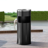Load image into Gallery viewer, Beamnova Black Trash Can Round Stainless Steel Commercial Waste Container with Lid and Removable Inner Bucket - Beamnovaus.com