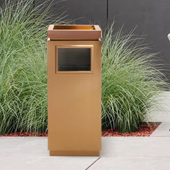 Beamnova 15 Gallon Rose Gold Stainless Steel Trash Can with Ashtray for Couryard Corridor - Beamnovaus.com