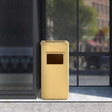 Load image into Gallery viewer, 13 Gallon Gold Rectangular Stainless Steel Trash Can with Ashtray for Corridor Courtyard - Beamnovaus.com