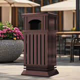Load image into Gallery viewer, Beamnova 38 Gallon Brown Heavy Duty Outdoor Trash Can with Locking Lid and Ashtray for Street Sidewalk - Beamnovaus.com