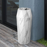 Load image into Gallery viewer, Beamnova 13 Gallon White Marbling Diamond Style Stainless Steel Trash Can with Ashtray for Couryard Corridor - Beamnovaus.com