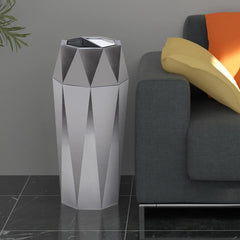 Beamnova 13 Gallon Silver Diamond Style Stainless Steel Trash Can with Ashtray for Hotel Lobby - Beamnovaus.com