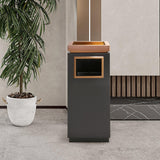 Load image into Gallery viewer, Beamnova 15 Gallon Black with Gold Frame Stainless Steel Office Trash Can with Ashtray - Beamnovaus.com
