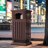Load image into Gallery viewer, Beamnova 38 Gallon Brown Heavy Duty Outdoor Trash Can with Locking Lid and Ashtray for Street Sidewalk - Beamnovaus.com
