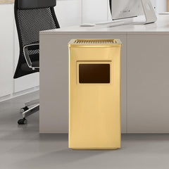 Beamnova Gold Trash Can Rectangular Stainless Steel Commercial Waste Container with Lid and Removable Inner Bucket - Beamnovaus.com