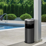 Load image into Gallery viewer, Beamnova Black Trash Can Round Stainless Steel Commercial Waste Container with Lid and Removable Inner Bucket - Beamnovaus.com