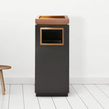 Load image into Gallery viewer, Beamnova 15 Gallon Black with Gold Frame Stainless Steel Office Trash Can with Ashtray - Beamnovaus.com