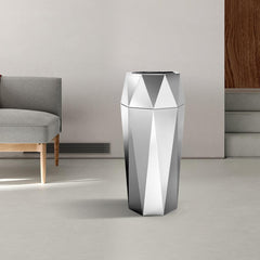Beamnova 13 Gallon Silver Diamond Style Stainless Steel Trash Can with Ashtray for Hotel Lobby - Beamnovaus.com