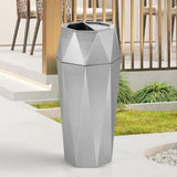 Load image into Gallery viewer, Beamnova 13 Gallon Silver Diamond Style Stainless Steel Trash Can with Ashtray for Couryard Corridor - Beamnovaus.com
