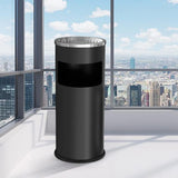 Load image into Gallery viewer, Beamnova 30L/8 Gallon Black Stainless Steel Office Trash Can with Ashtray - Beamnovaus.com