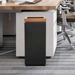 Beamnova 15 Gallon Black with Gold Frame Stainless Steel Office Trash Can with Ashtray Open Top - Beamnovaus.com