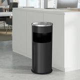 Load image into Gallery viewer, Beamnova 30L/8 Gallon Black Stainless Steel Office Trash Can with Ashtray - Beamnovaus.com