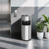 Load image into Gallery viewer, Beamnova 30L/8 Gallon Silver Stainless Steel Trash Can with Ashtray for Elevator Escalator Entrance - Beamnovaus.com