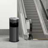 Load image into Gallery viewer, Beamnova 30L/8 Gallon Black Stainless Steel Office Trash Can with Ashtray for Elevator Escalator Entrance - Beamnovaus.com