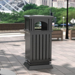 Beamnova 38 Gallon Heavy Duty Outdoor Trash Can with Locking Lid and Ashtray for Corridor Courtyard - Beamnovaus.com