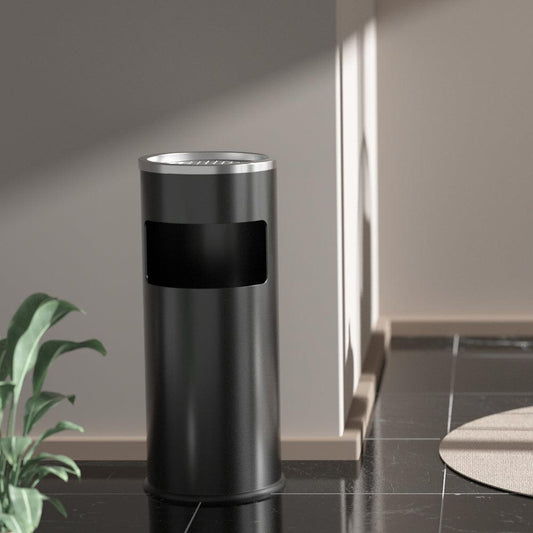 Beamnova Black Trash Can Round Stainless Steel Commercial Waste Container with Lid and Removable Inner Bucket - Beamnovaus.com