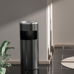 Beamnova Black Trash Can Round Stainless Steel Commercial Waste Container with Lid and Removable Inner Bucket - Beamnovaus.com
