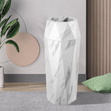 Load image into Gallery viewer, Beamnova 13 Gallon White Marbling Diamond Style Stainless Steel Trash Can with Ashtray for Hotel Lobby - Beamnovaus.com