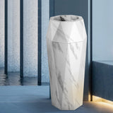 Load image into Gallery viewer, Beamnova 13 Gallon White Marbling Diamond Style Stainless Steel Trash Can with Ashtray for Couryard Corridor - Beamnovaus.com