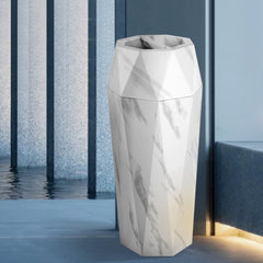 Beamnova 13 Gallon White Marbling Diamond Style Stainless Steel Trash Can with Ashtray for Couryard Corridor - Beamnovaus.com