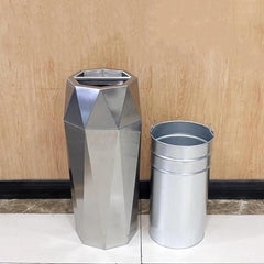 Beamnova 13 Gallon Silver Diamond Style Stainless Steel Trash Can with Ashtray for Hotel Lobby - Beamnovaus.com