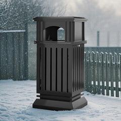 Beamnova 38 Gallon Heavy Duty Outdoor Trash Can with Locking Lid and Ashtray for Corridor Courtyard - Beamnovaus.com