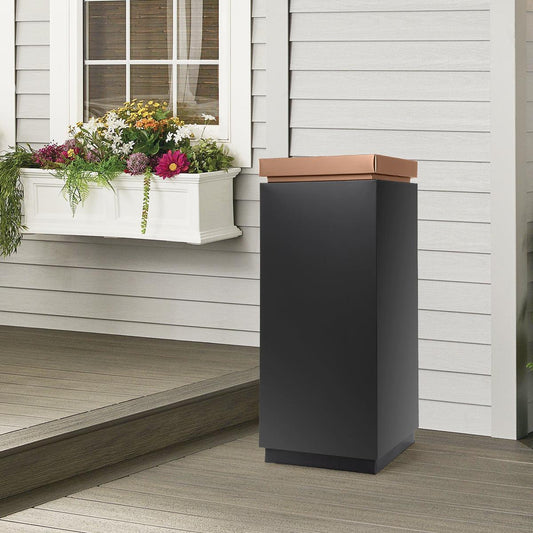 Beamnova 15 Gallon Black with Gold Frame Stainless Steel Trash Can with Ashtray Open Top for Couryard Corridor - Beamnovaus.com