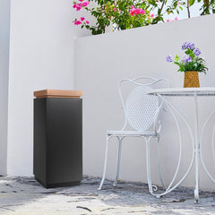 Beamnova 15 Gallon Black with Gold Frame Stainless Steel Trash Can with Ashtray Open Top for Couryard Corridor - Beamnovaus.com