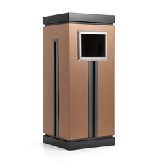 15 Gallon Stainless Steel Trash Can with Ashtray for Office Bronze Gold with Black Accents